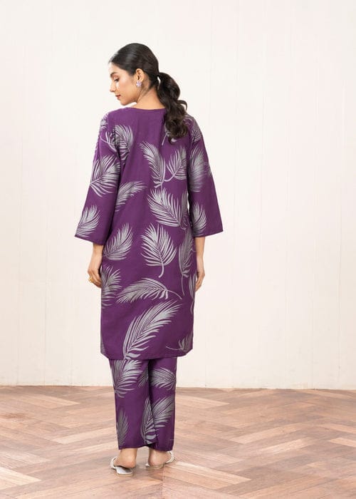 Big Leaf design Stitched 2Pcs (purple)