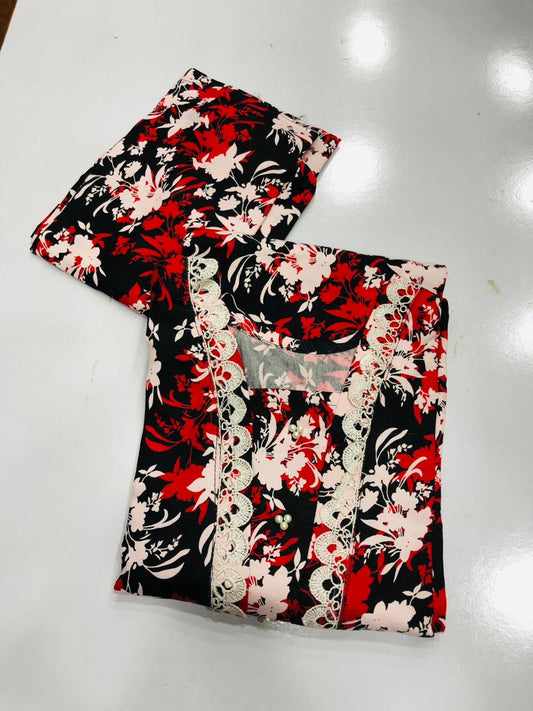 Stitched 2-Piece Set with Elegant Lace Detailing