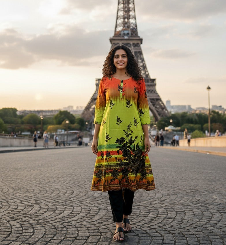 Stitched 2-Piece Set Digital Printed Air Line Froq Outfit