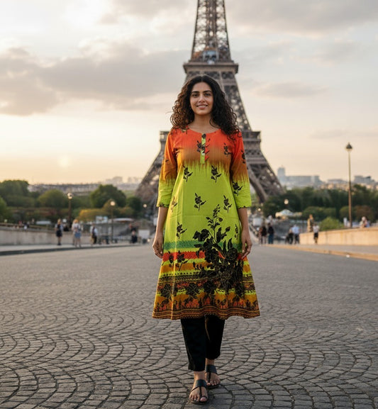 Stitched 2-Piece Set Digital Printed Air Line Froq Outfit