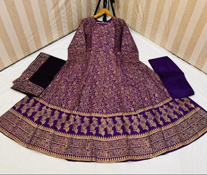 Ajwa Special stitched 3 pieces block print maxi